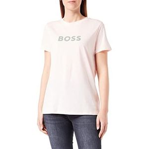 BOSS C Elogo dames T-shirt van biologisch katoen met logo print, Bright Pink676