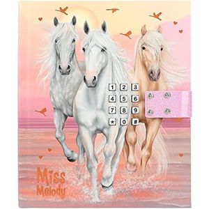 Depesche Miss Melody Sundown 12419 dagboek met cijfercode en geluid, boek met paardenmotieven en 80 gekleurde geïllustreerde, gelinieerde pagina's