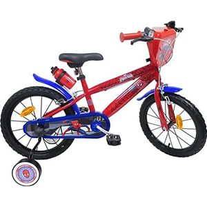 Kubbinga Spiderman-fiets, 16 inch fiets, 4 tot 6 jaar, met zijstabilisatoren, uniseks, kinderen, rood en blauw