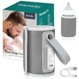 LIONELO Thermup Go Draagbare flessenwarmer voor temperatuurbehoud, USB-oplaadfunctie, opwarming van melk en babyvoeding, BPA-vrij (grijs)