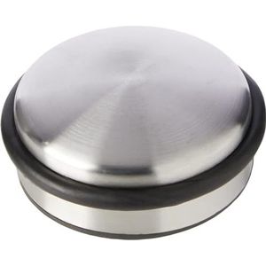Select Hardware Deurgewicht, robuuste deuraanslag 1,2 kg met rubberen bufferring, deurstopper van gesatineerd nikkel, 10 cm