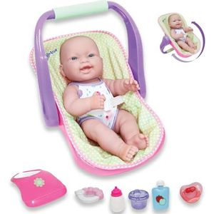 JC Toys, Lots to Love Babies pop en autostoel, 35,6 cm, 4 dragers met meerdere posities en accessoires, poseerbaar en waterdicht, vanaf 2 jaar