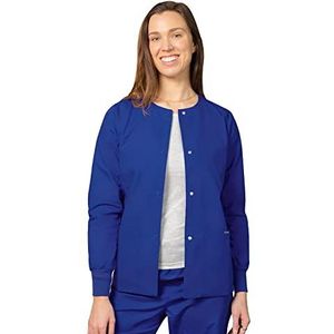 Adar Universele medische jas voor dames, warm jack met ronde hals, Royal Blauw