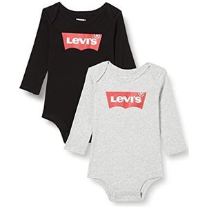 Levi's Kids LHN LS 2PK Batwing Bodysuit, grijs, 0-6 maanden broek