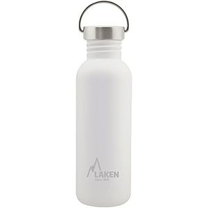 Laken Basic roestvrijstalen fles, brede opening met roestvrijstalen schroefsluiting, BPA-vrij, 0,75 l, wit
