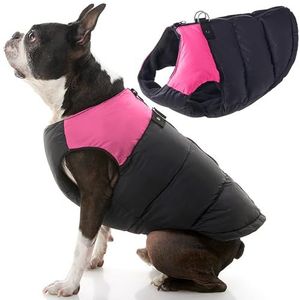 Gooby Gewatteerd vest voor kleine honden met ritssluiting van veiligheidsbont, maat L, roze