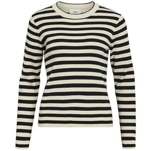 Object Objester Sli L/S Knit Pullover Noos Damestrui, Sandshell/strepen: zwart