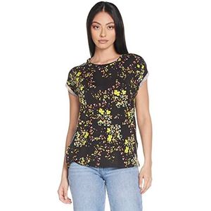 Vero Moda Vmava Plain SS Top Multi AOP GA Noos T-shirt voor dames, Zwart/Aop: Mila