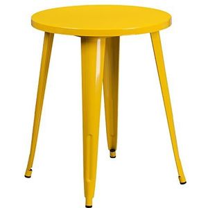 Flash Furniture Ronde tafel voor binnen en buiten, metaal, geel, 71,12 x 63,5 x 12,7 cm