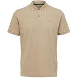SELETED HOMME Slhdante Ss Polo W Noos T-shirt voor heren, Beige