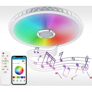 M Ledme - Dimbare led-plafondlamp, 72 W, 510 mm, licht met muziek veranderende kleur RGB+CCT, met luidspreker, Bluetooth, afstandsbediening en app, geschikt voor badkamer, slaapkamer, LM6620