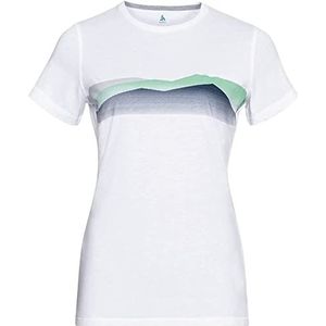 Odlo T-shirt met ronde hals, S/S, opdruk Seasonal Kumano dames, wit, XS, Wit.