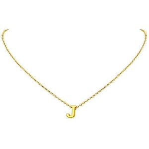 FindChic Fijne ketting, halssnoer dames, Forçat Rolo hanger, initiaal, roestvrij staal, armband, meisjes, moeder [zilver/goud 40 cm], voor Kerstmis, Moederdag, Valentijnsdag, bruiloft, Geen edelsteen