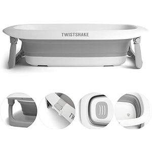 Twistshake Opvouwbare badkuip, licht en compact, voor pasgeborenen, antislip en comfortabel, opvouwbaar, ultra-compact, 0 maanden, inhoud: 30L, Grijs/wit