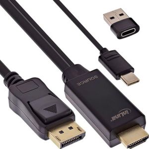 InLine® Câble convertisseur HDMI vers DisplayPort - Câble adaptateur actif avec courant USB - UHD 4K 60 Hz - Pour moniteur et ordinateur portable - 1,5 m - 17164I