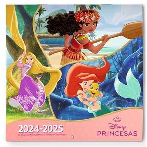 Wandkalender 2025, Disney-prinsessen, maandkalender 2024/2025, Disney prinsessen, wandkalender 2025 (30 x 30 cm), Europese versie