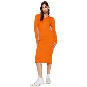 Trendyol Robe moulante en tricot pour femme, Orange, S