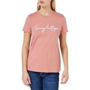 Tommy Hilfiger Reg C-nk Signature Tee Ss Ww0ww41674 gebreide damestops S/S, Roze (Teaberry Blossom)