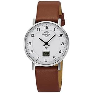 Master Time MTLS-10741-12L Digitaal draadloos quartz horloge met lederen band, riemen, riemen