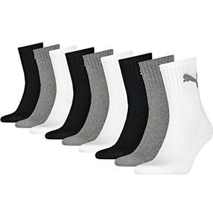PUMA Crew 3P Unisex sokken, grijs/wit/zwart, 35-38 heren, grijs.