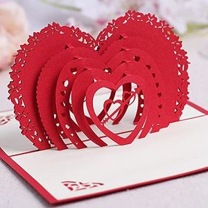 3D pop-up kaart voor Valentijnsdag, hartmotief, speciale verjaardagskaart voor vrouwen en mannen, wenskaart met hart, romantische liefdeskaart voor trouwdag
