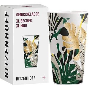 Ritzenhoff 3741004 XL koffiemok 500 ml - plezierklasse nr. 4 - porseleinen mok met tropisch motief