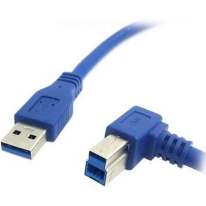 System-S USB 3.0 kabel hoek type A naar B stekker 1m blauw