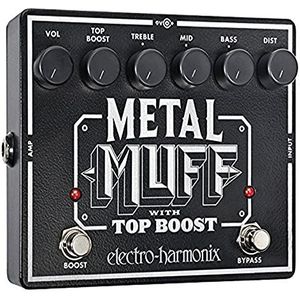 Electro Harmonix Metal Muff/Top Boost Pedaal voor elektrische gitaar, zilverkleurig