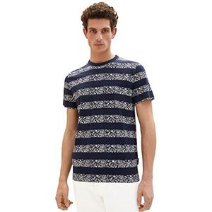 TOM TAILOR 1036333 T-shirt heren, 32027 - Navy White Big Paisley Stripe