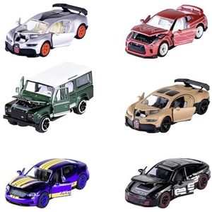 Majorette - Luxe miniatuurauto (1 auto), 1 van de 6 speelgoedauto's (Audi, Bugatti, Land Rover, Nissan, Porsche) van metaal met verzamelbox, 7,5 cm, voor kinderen vanaf 3 jaar