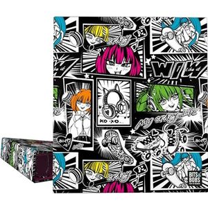 Grafoplás Yuku Bits&Bobs Pop Up Desing Ordner, A4, 4 ringen, gemengd, 40 mm, perfect schoolmateriaal, hardcover, karton, FSC-gecertificeerd