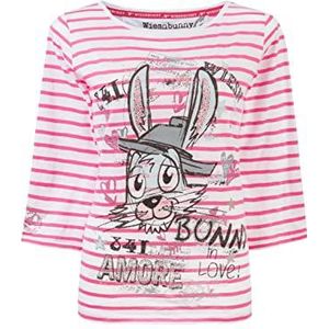 Stockerpoint Bunny in Love T-shirt voor dames, roze gestreept