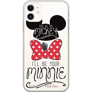 Originele en officiële Disney Minnie i Mickey iPhone 11 hoes case cover (100% passend en precies passend voor de vorm van de smartphone, siliconen hoes, gedeeltelijk transparant