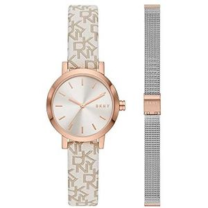 DKNY Soho Roestvrijstalen horloge met drie wijzers en armband, roségoud, armband, Rozengoud., Armband