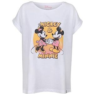 Disney Mickey & Minnie Boyfriend T-shirt - Wit, maat XS - Officieel gelicentieerde vintage stijl, gedrukt in Groot-Brittannië uit ethische bronnen, wit, XS, Wit.