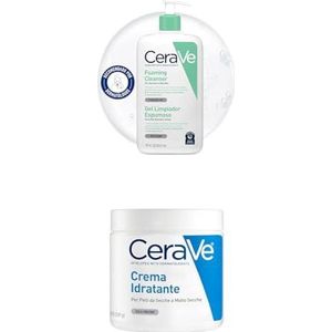 CeraVe: Gel Moussant pour Peaux Normales à Grasses avec Acide Hyaluronique & Céramides (562ml) + Baume Hydratant Visage & Corps pour Peaux Sèches à Très Sèches (562ml)