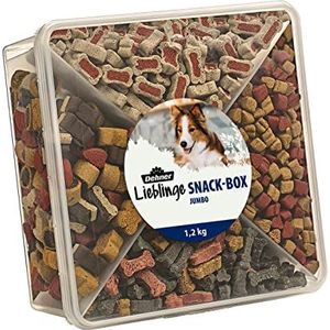 Dehner Hondensnoepjes, Jumbo-snackbox, mix van 4 verschillende soorten, 1,2 kg