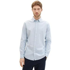 TOM TAILOR Overhemd voor heren, 24183 - Lichtblauwe witte structuur