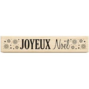 Aladine - Houten stempels ""Merry Christmas"" - voor uitnodigingen, wenskaarten, cadeaulabels - 8 x 1,5 x 2,3 cm - Scrapcooking, Bullet Journal, creatieve hobby's, kerststempel, sneeuwvlokken - 1893