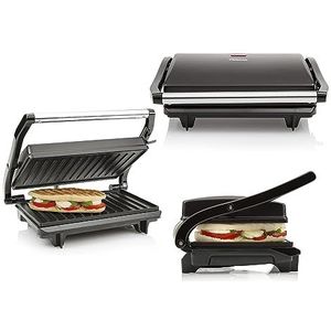 Tristar Contactgrill GR-2650 - Panini Grill en Tosti-ijzer- Anti-aanbaklaag - Zwevend deksel - 700W - RVS/Zwart