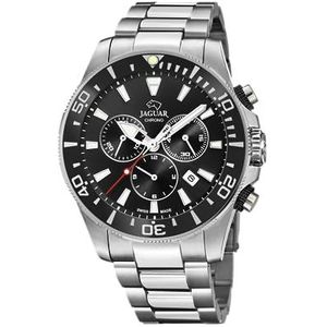 JAGUAR J861/3 Executive Collection Horloge 43,5 mm zwart met stalen armband voor heren, metallic zilver, klassiek, Metaal zilver, Klassiek