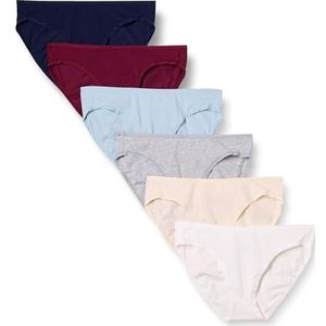 Amazon Essentials Set van 6 katoenen bikinibroekjes voor dames (verkrijgbaar in grote maten), koude kleuren/warme nuances, maat M
