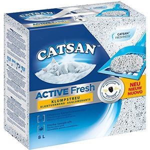 CATSAN Active Fresh Kattenbakvulling van natuurlijke klei met actieve kool, effectieve binding van geur en vocht, 1 x 8 liter