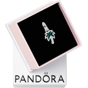 Pandora Moments Schimmernde Groene Palm Hangers van Sterling Zilver met Zirkonia, Compatibel met Pandora Moments Armbanden, 793352C01, Eén maat, Sterling zilver, Zirkonia
