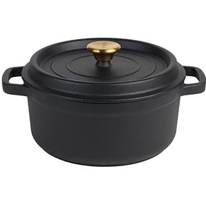 Russell Hobbs RH02524BEU7 Cast Iron 24 cm stokpot, uitstekende warmteopslag cookware, oven Safe Up tot 240 °C, inductie, geschikt voor inductie, binnencoating van hard email, 3,4 l diep, zwart