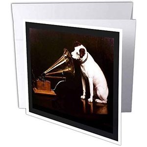 3dRose gc_39018_1 RCA Wenskaart ""Dog and Victrola"", 15 x 15 cm, 6 stuks