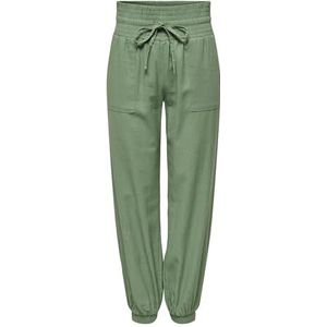 ONLY Onlpalma Reg Str Linen Mix Track Pnt stoffen broek voor dames, Groen