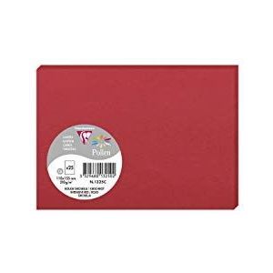 Clairefontaine 1325C – verpakking met 25 kaarten – formaat C6 11 x 15,5 cm – 210 g/m² – kleur: groot touw rood – uitnodigingskaarten evenementen en correspondentie – serie pollen – premium papier glad