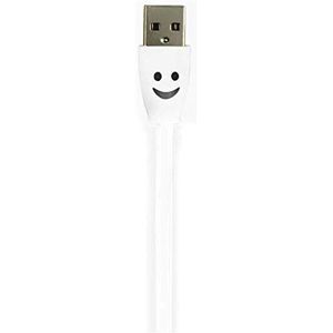 Smiley-kabel, micro-USB, voor Bose SoundLink Revolve luidsprekers + LED-licht, Android, USB-oplader, smartphone, aansluiting (wit)