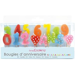 ScrapCooking Set met 15 kaarsen, cijfers 1, 2, 3, 4, 5, 6, 7, 8, 9, 0 jaar, decoratie paraffine nummer leeftijd – accessoires nummer party kinderen volwassenen cake bakken meerkleurig